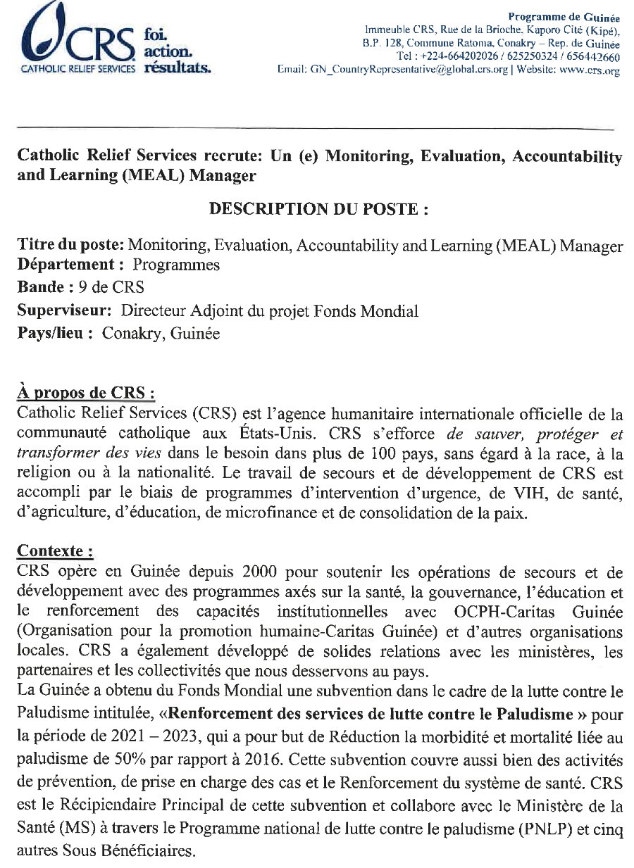 Recrutement en guinée conakry 2021 - CRS