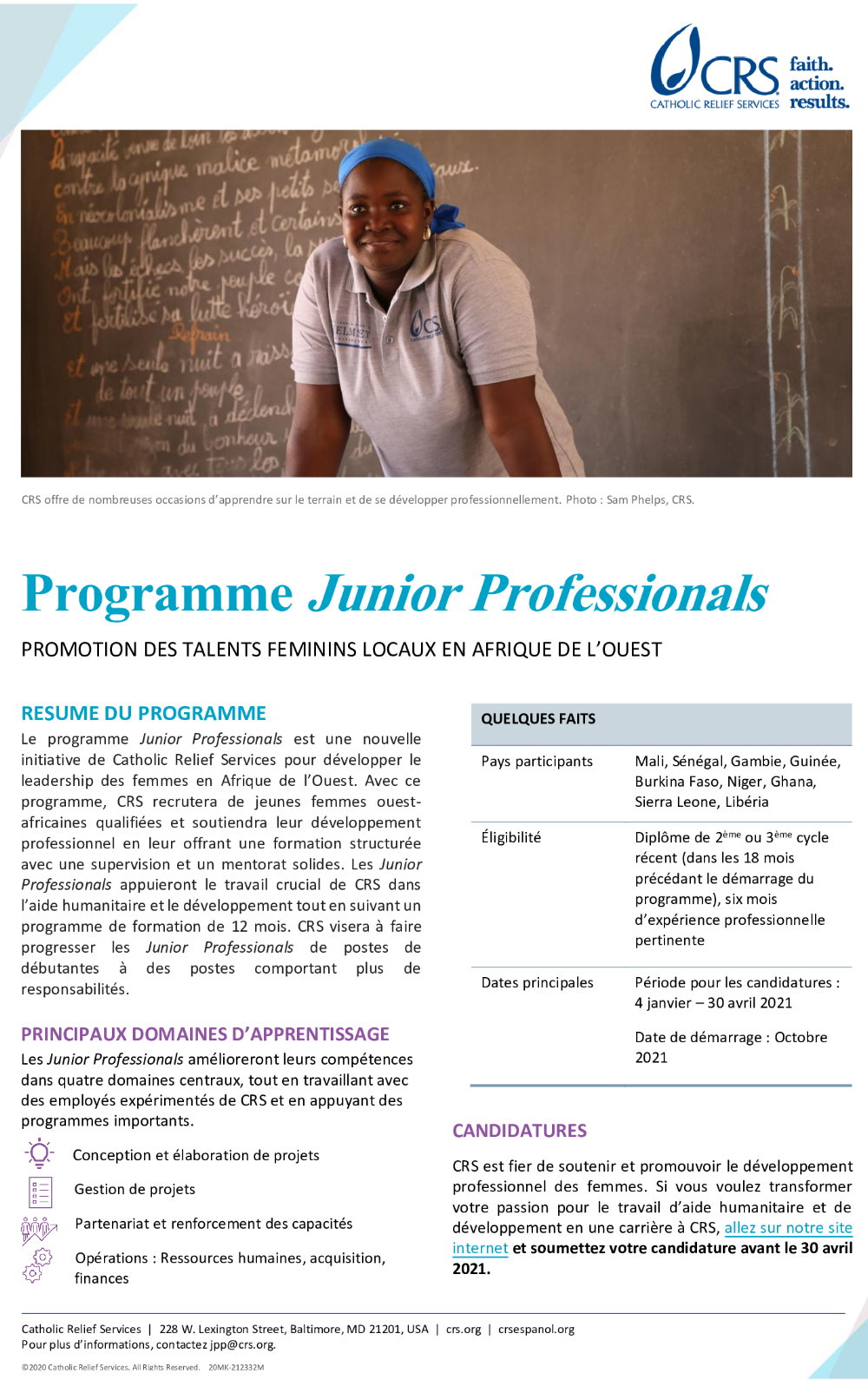 Publication du Programme Junior Professionals