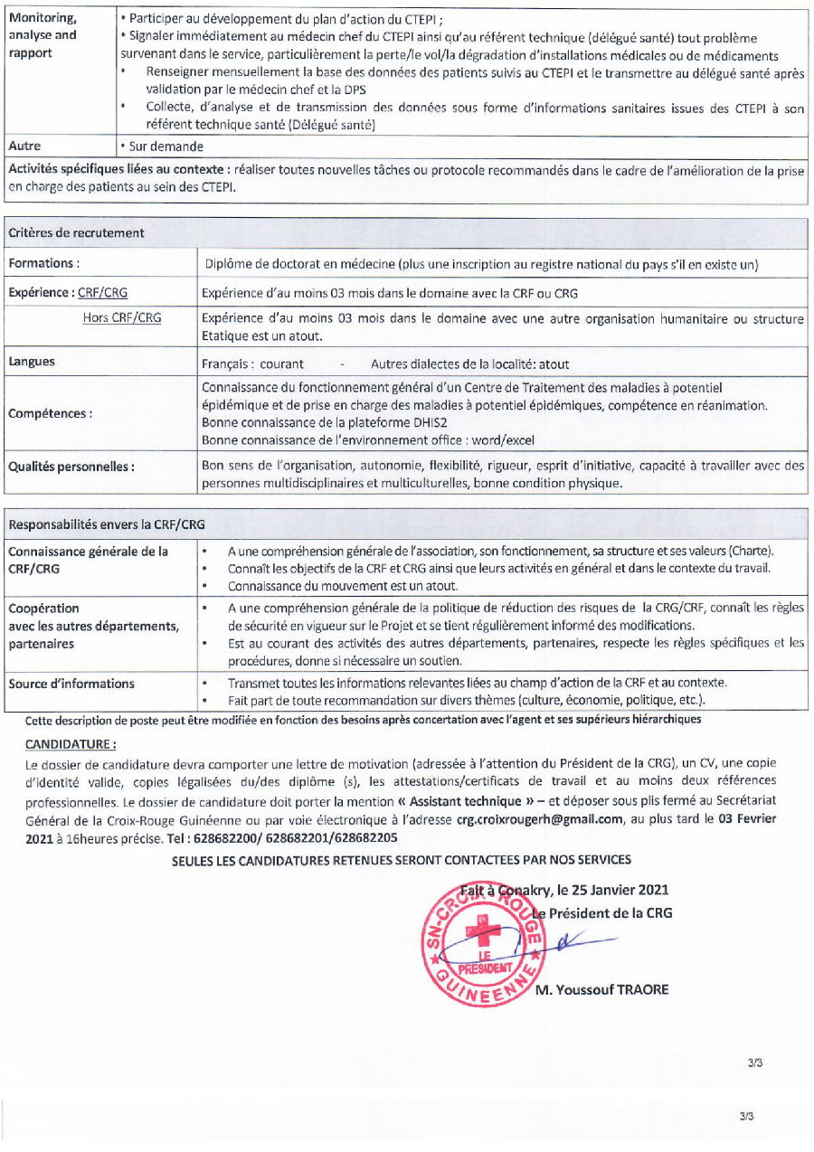 Recrutement en guinée conakry 2021 p3