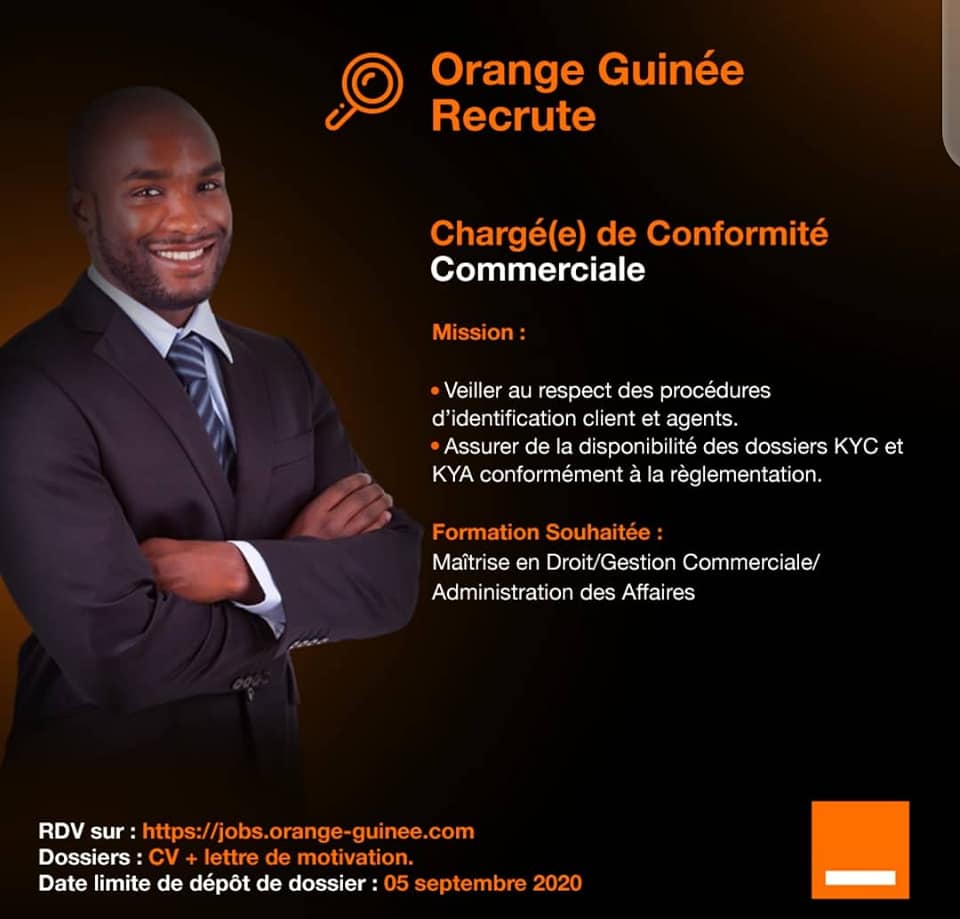 Orange Guinée recrute un Chargé(e) de conformité