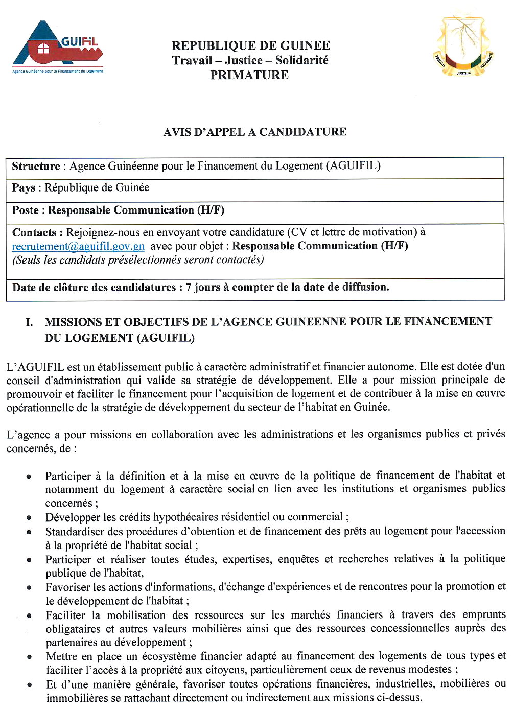 Recrutement en guinée - Aguifil p.1