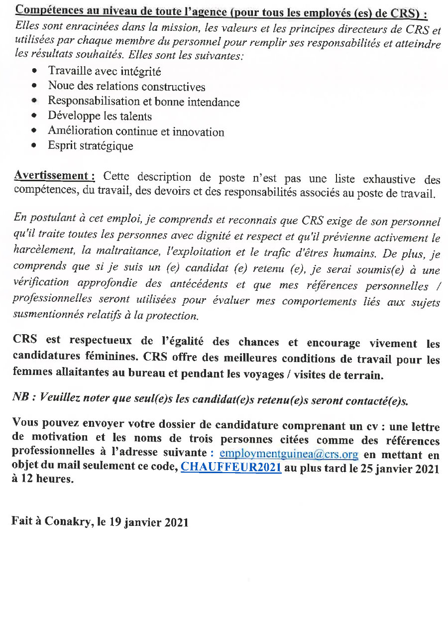 Offres d'emploi en guinée Conakry 2021 chauffeur p3
